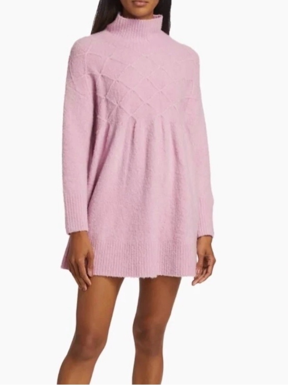 Free People Knitted Turtleneck 29% Wool Sweater Dress Women’s Size M Lavender